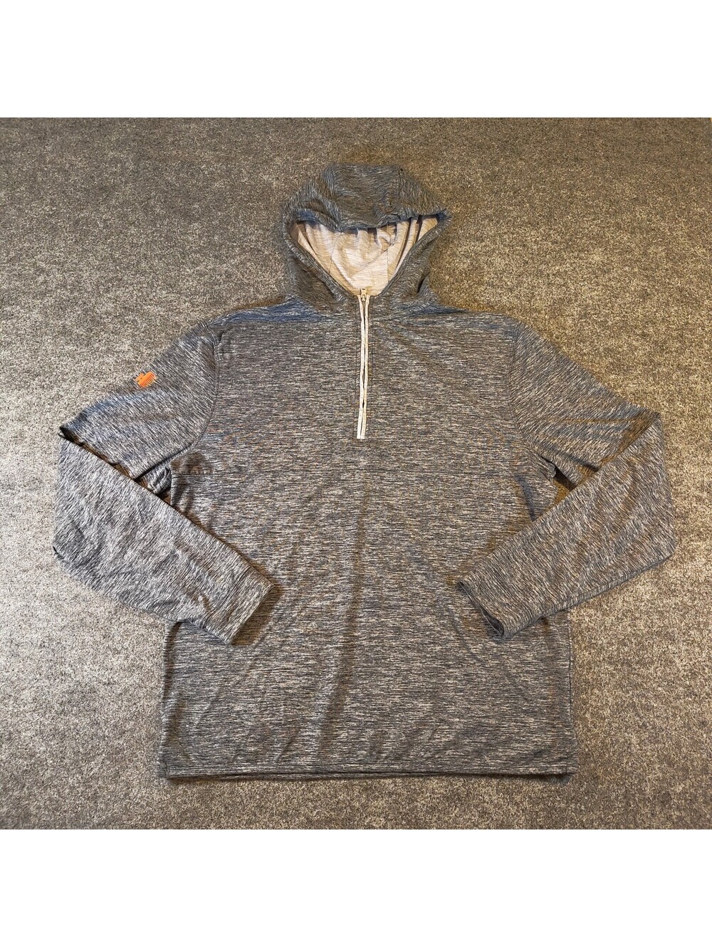 Johnnie-O Mens Medium Gray Performance 1/4 Zip Hoodie Activewear Pullover Top